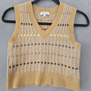 Madewell Mustard Yellow Patterned V-Neck Sweater Vest